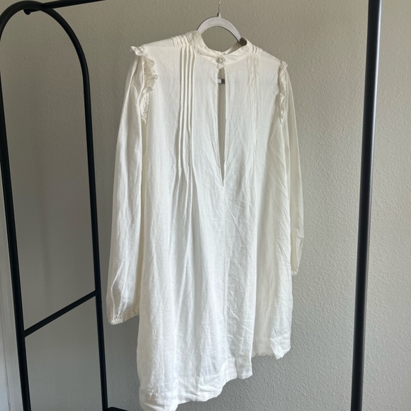 FREE PEOPLE | Linen Blend Clover Pintuck Linen Blend Tunic in White | Size S - Picture 8 of 11